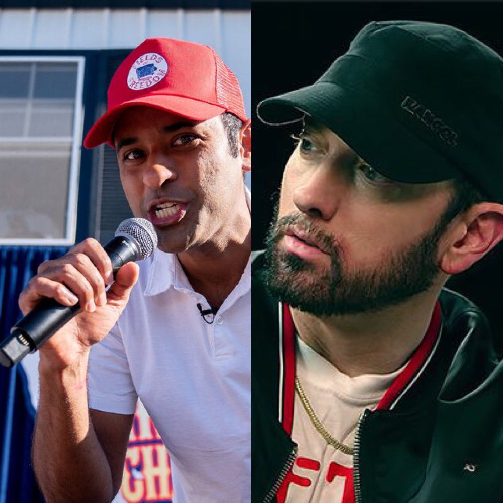 OmarRiverosays's tweet image. BREAKING: Iconic rapper Eminem puts 2024 Republican presidential candidate Vivek Ramaswamy on notice that he must stop using his music to promote his campaign immediately — or else face consequences. 

The feud started when Ramaswamy went viral after embarrassing himself by…