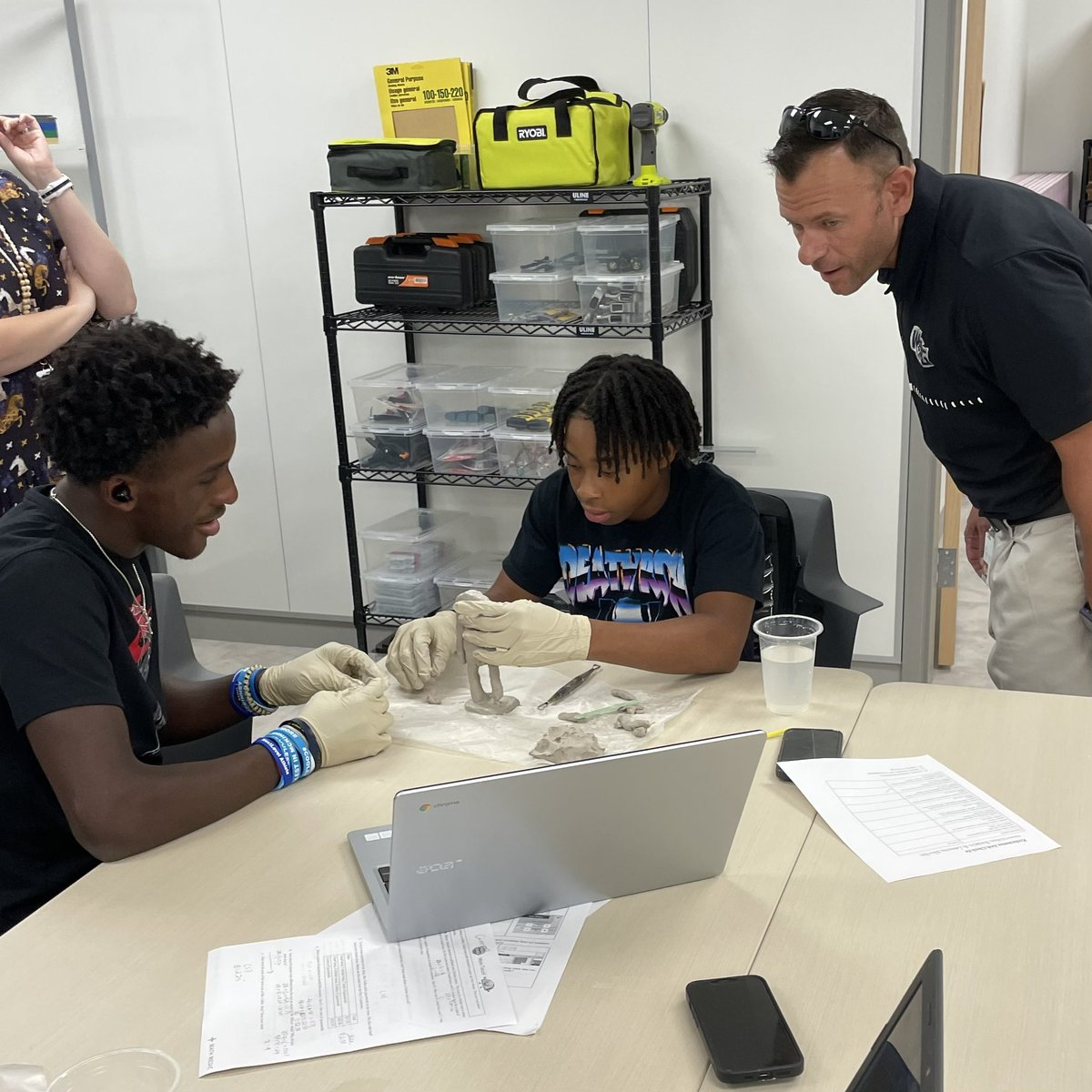 WGHS_LAIR's tweet photo. African American Studies students are working hard on their ancient artifacts and explaining their work to @TothDustin #ProsperProud  #PISDLibraries https://t.co/jrlQe5owq8