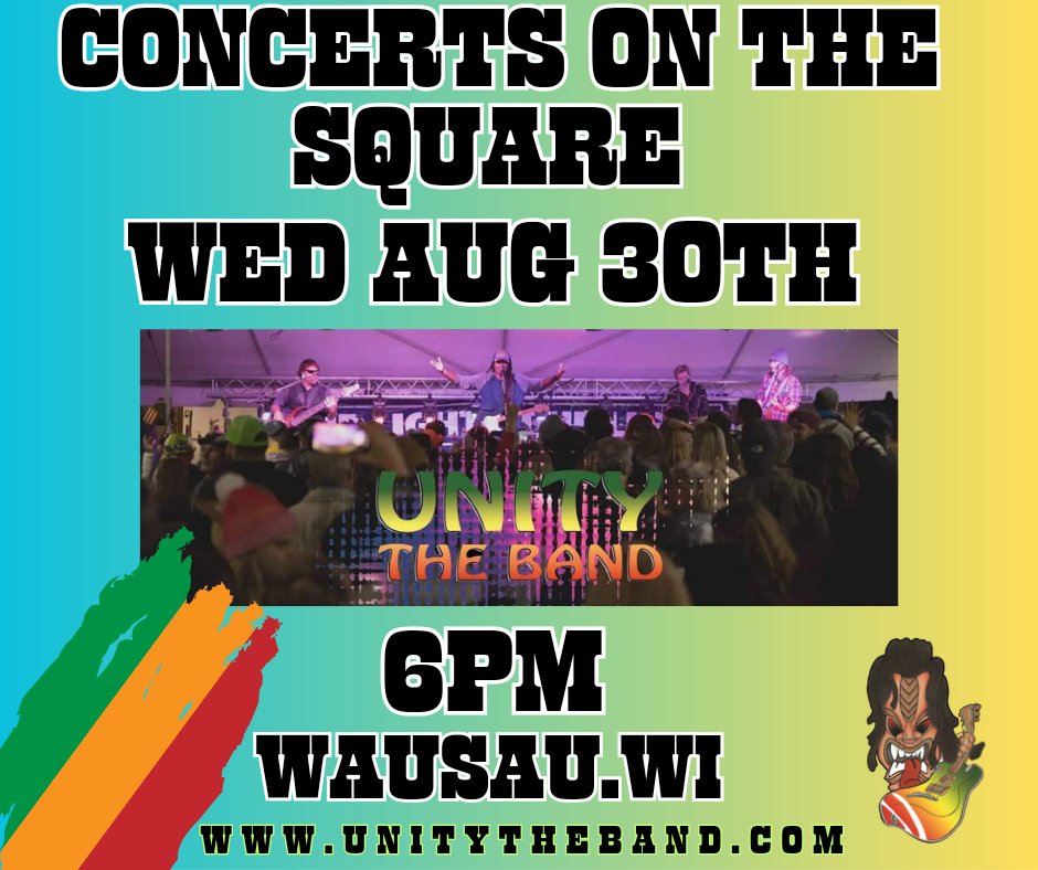 unitytheband's tweet photo. Wausau Events presents "CONCERTS IN THE SQUARE" This Wed Evening Aug 30th, Unity The Band will be performing at Wausau 400 Block - 316 Scott St, Wausau, Wisconsin. Music@6pm. Come join us for some great times #unitythebandlive #unitythebandbass #Unitytheband #livemusic #bluesrock https://t.co/9JPqDj5WgK