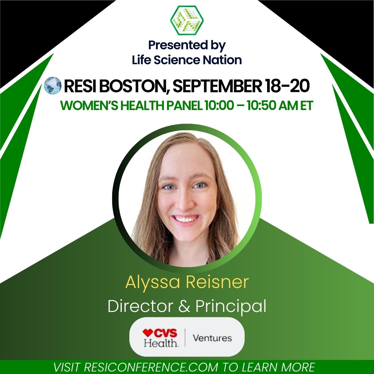 LSciNation's tweet photo. Join Alyssa Reisner (CVS Health Ventures) at RESI Boston, September 18-20, a hybrid conference, in-person (September 18), and online partnering (September 19-20), for the Women's Health Panel. Register: https://t.co/YjOuaMCLFl
#RESIBOS #RESIBOSTON #RESIBOSTONSEPT https://t.co/QE8oAKpPoA