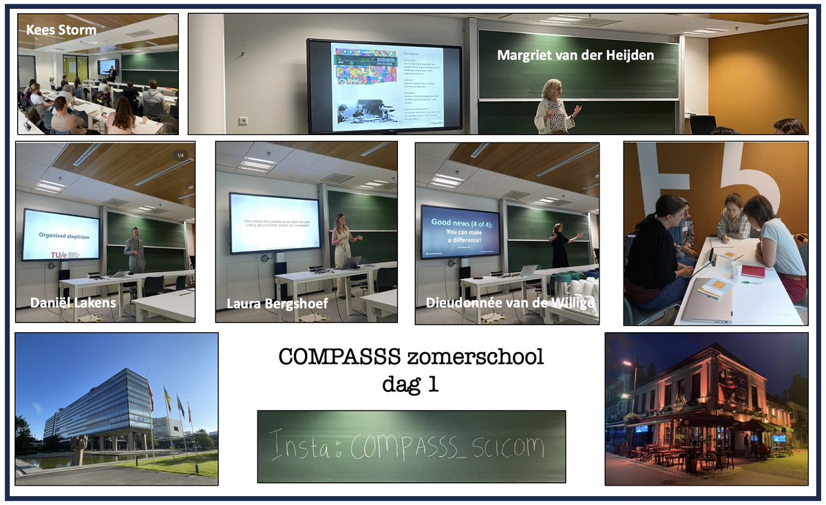 Vandaag was de eerste dag van de eerste zomerschool wetenschapscommunicatie voor natuurkundigen: COMPASSS. 
Na een introductie door <a href="/stormkees/">Kees Storm</a> bijdragen door <a href="/Science_Lau/">Laura Bergshoef</a>, <a href="/DieudonneeW/">Dieudonnée</a> en <a href="/lakens/">Daniël Lakens</a> over verschillende facetten van sci-comm