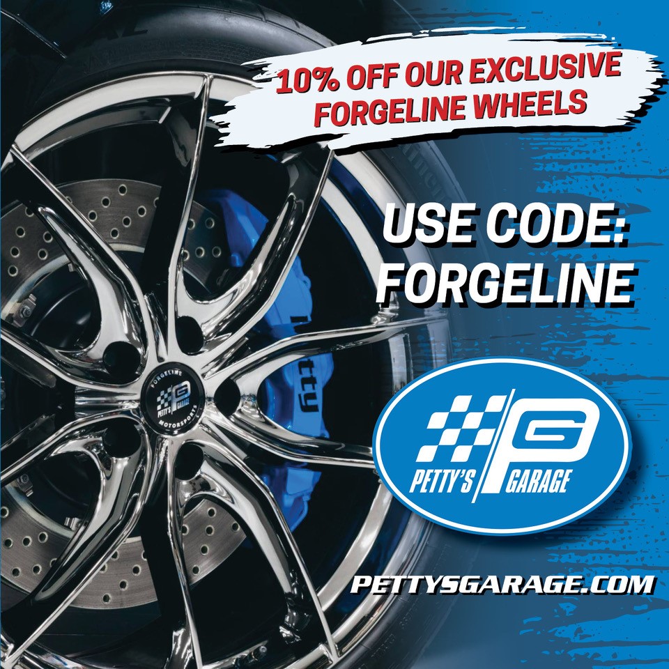 📣 We've got 2 awesome sales going on right now 📣 For Labor Day, spend $50 or more and get a FREE Petty's Garage license plate frame. Use code LABORDAY at checkout. You can also get 10% off our exclusive Forgeline wheels when you use code FORGELINE. While supplies last.