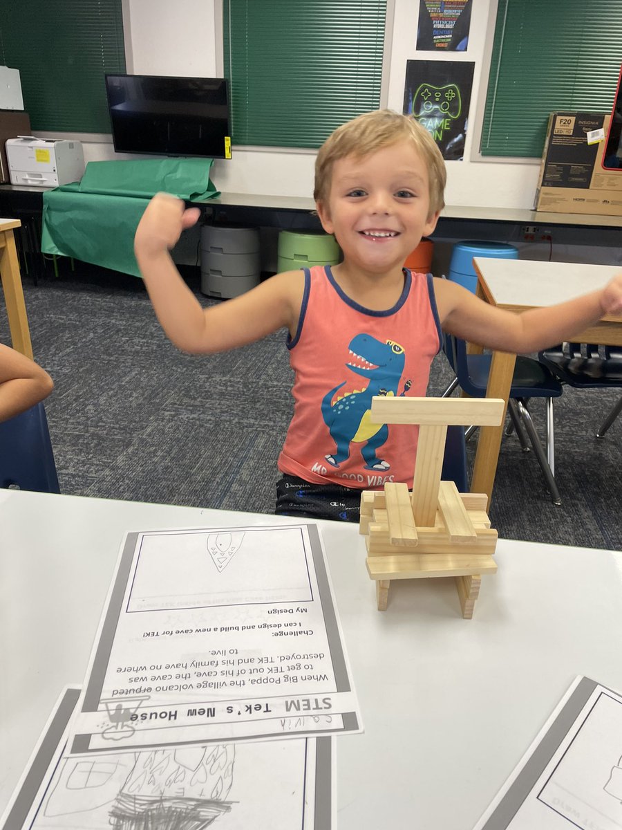 LizReyesAZ's tweet photo. Thanks @KnIhT_tNeReFfId for inspiring me! My @LegendSprings Ks went through the #EDP & designed & built a new cave for #TEK! The cave had to withstand “Mrs Reyes” the volcano 🌋 & not fall when I shook the table!! Well done, engineers! @DVUSD #STEM #STEAM #handson @canva FTW! 🦕 https://t.co/BhfbCsHE8A
