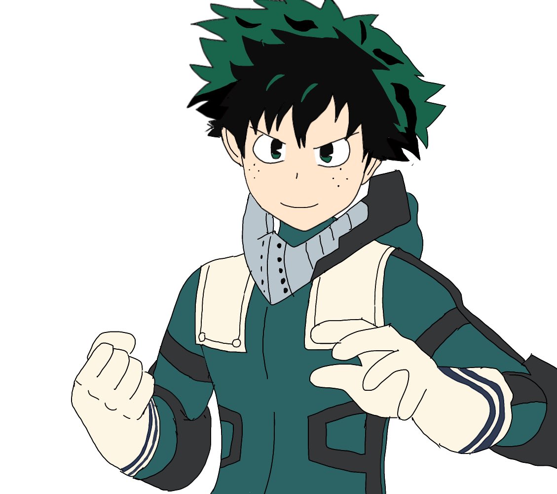 midoriya izuku 1boy male focus solo green hair gloves freckles green eyes  illustration images