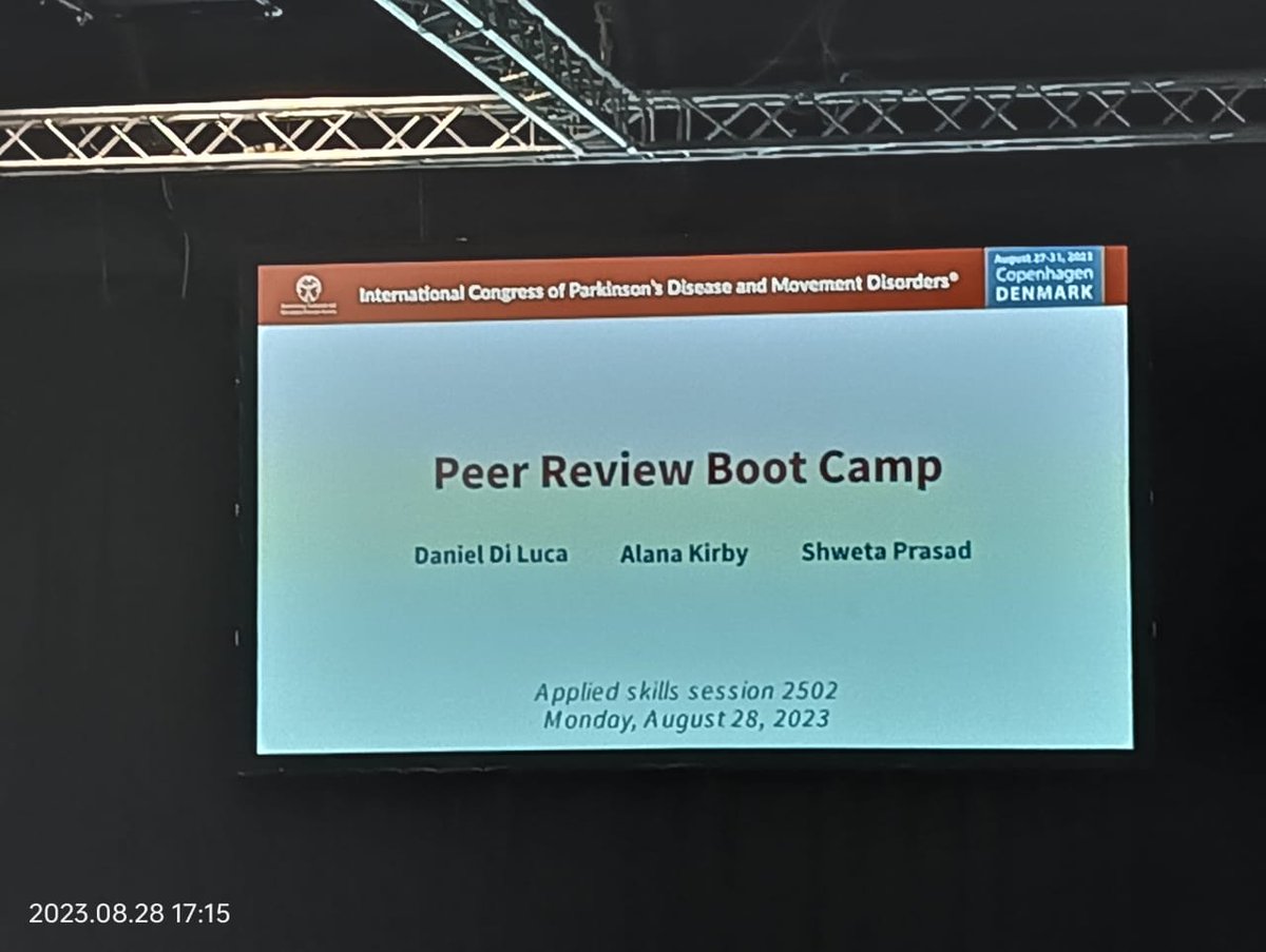 ShwetaPrasad91's tweet photo. Peer Review Bootcamp✅
First MDS Faculty presentation ✅
@dilucadaniel @lockholm #MDSCongress @movedisorder https://t.co/CH2pu8NJMB