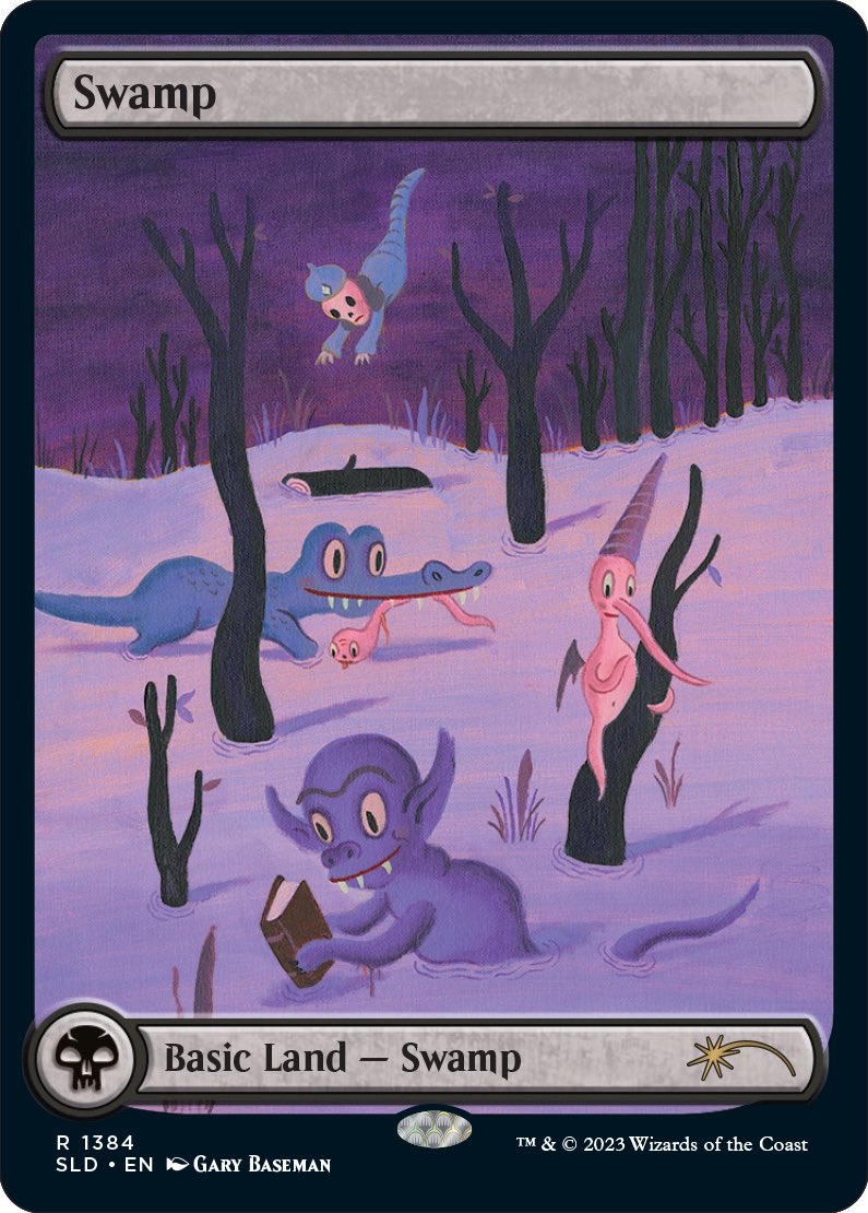 The first land cycle I’m presenting in my <a href="/wizards_magic/">Magic: The Gathering</a> <a href="/MTGSecretLair/">MTG Secret Lair</a> series is the SWAMP! A dark dangerous place, where beasts and gators roam, where secrets of lost souls can easily disappear in the quicksand!

secretlair.wizards.com/us/product/865…