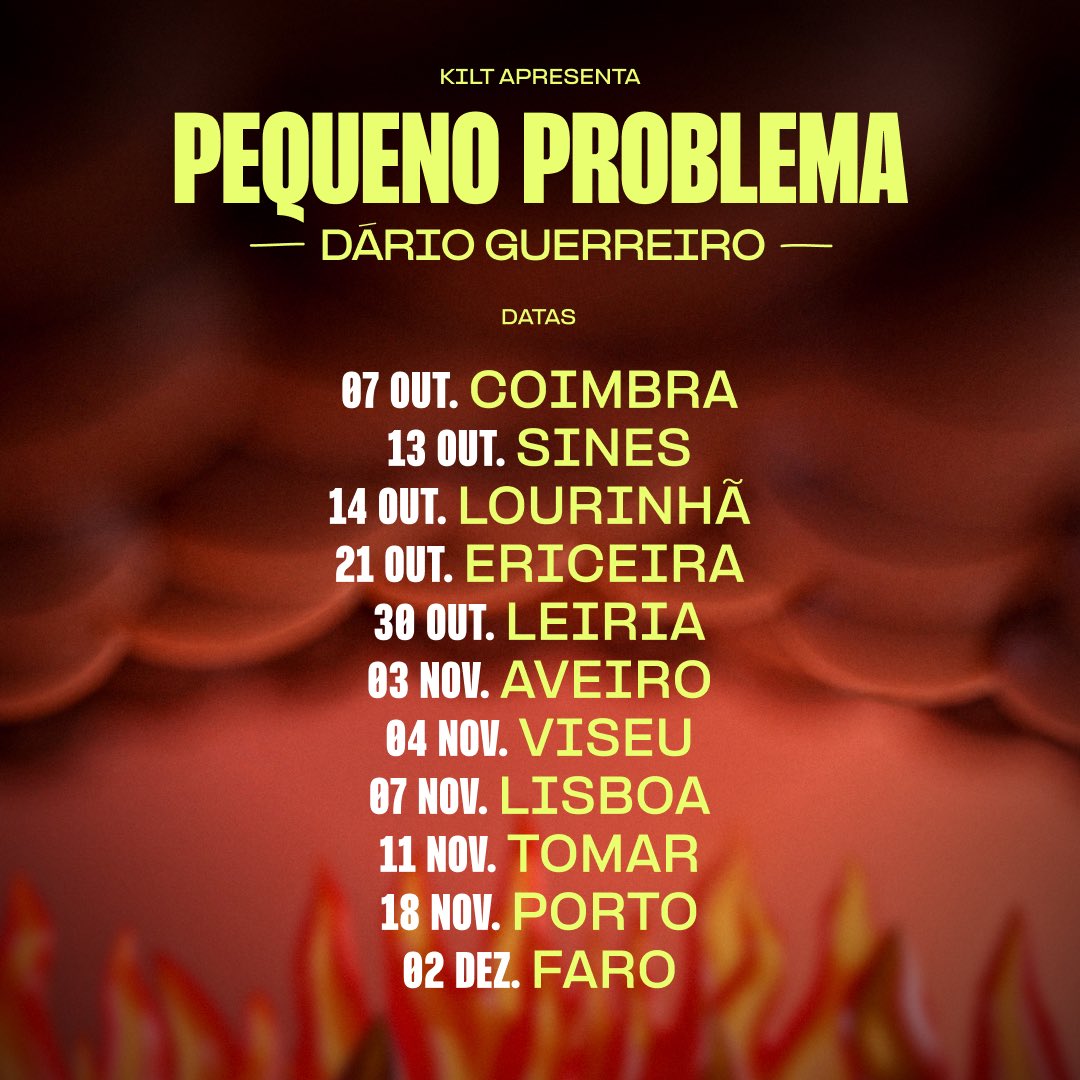 Porra, só me lembrei agora de anunciar aqui. Mas é isso, Pequeno Problema, novo solo de stand-up aqui do caga tacos. Bilhetes à venda para as datas de 2023. Linkzito no coiso.