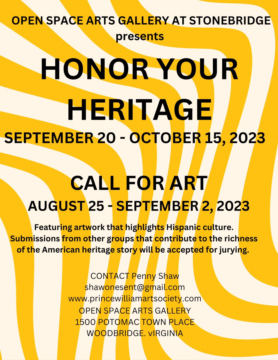 Artistry Spin: Post 389: Call For Art Open Space Arts - Honor You... artistryspin.blogspot.com/2023/08/post-c… #CallforArt #OpenSpaceArts #stonebridge #PWCArt #PWAS #PrinceWilliamArtSociety