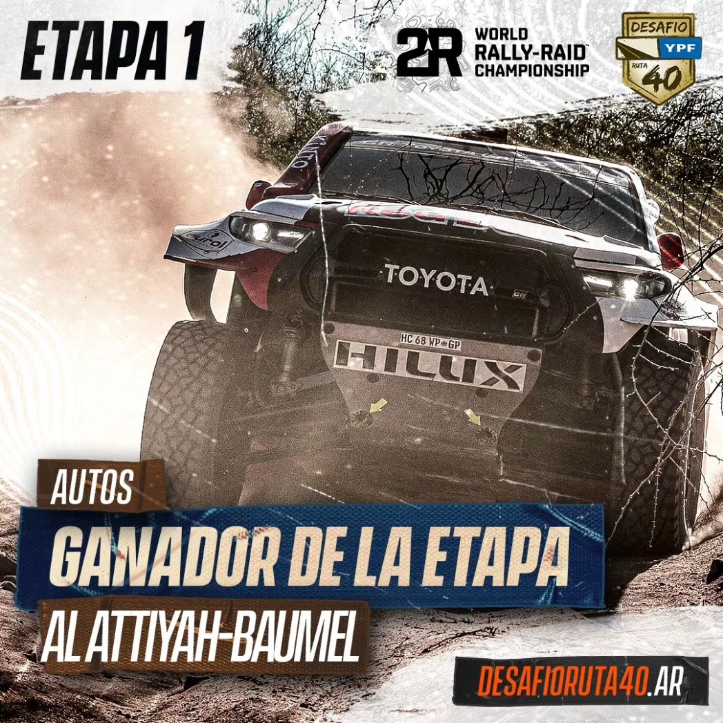 desafioruta40ok's tweet photo. #desafioruta40ypf - Ganadores Etapa 1 / Winners Leg 1 #FIA
T1: #NasserAlAttiyah - #MathieuBaumel
T3: #MitchGuthrie - #kellonwalch
T4: #EduardoPons - #jaumebetriu
Mas info en/More info at: https://t.co/YIEMzc6yxc
#DR40YPF #W2RC https://t.co/AqDxASxXG4