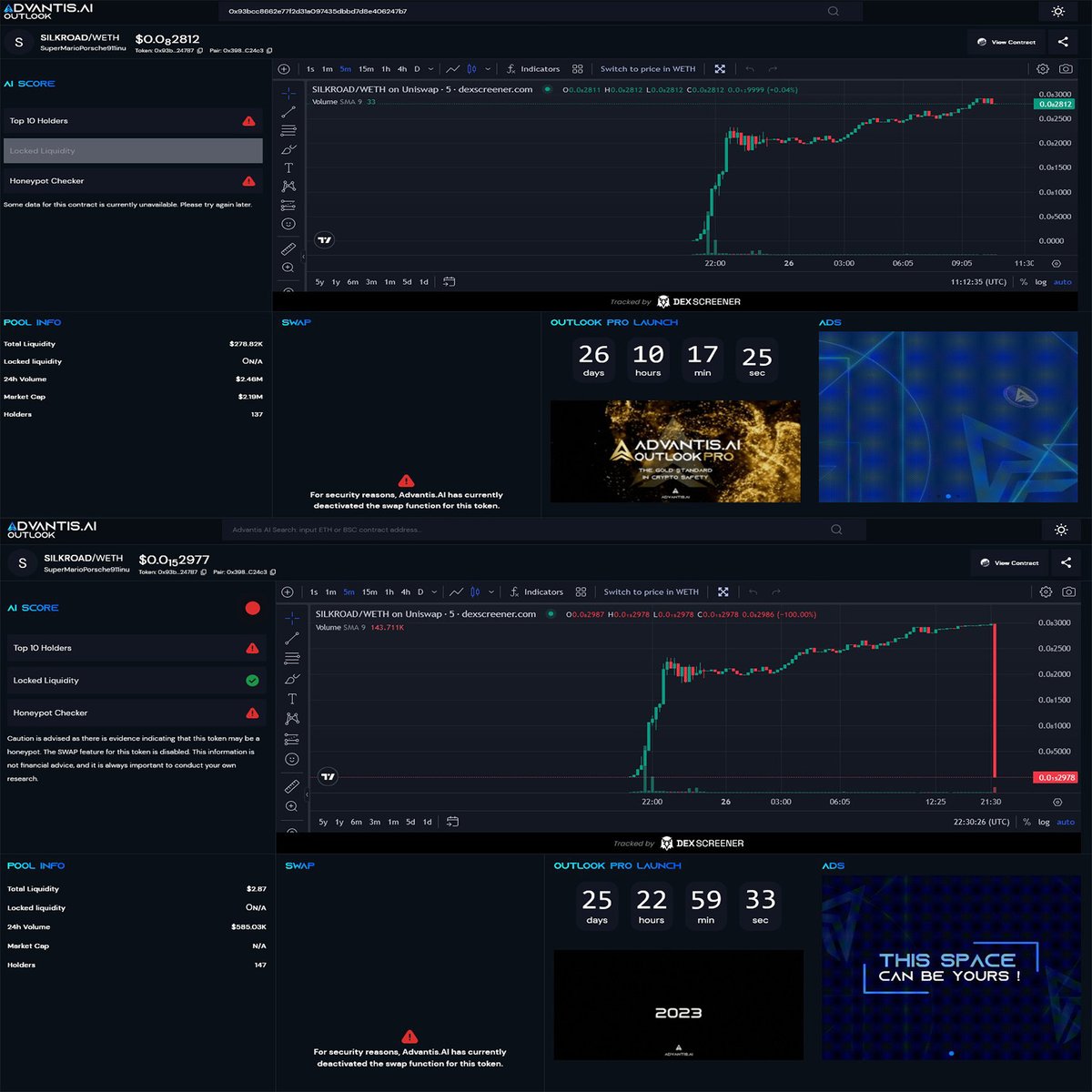 dune_zero's tweet photo. Introducing https://t.co/CJWYvcqOv6
One of a kind AI contract reader with capability of predicting Rug Pulls
In partnership with #AWS and #CloudZone using all infrastructure to be the fastest AI tool out there with no downtime from day 1.
Powered by $ADVT
more @AdvantisToken https://t.co/I13d57OU3m