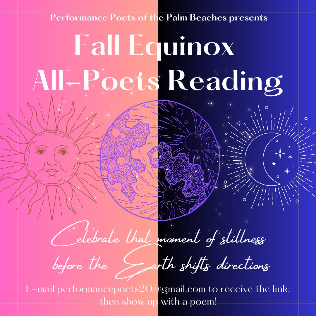 JudyIreland's tweet photo. Sunday, Sept. 24 @ 3 pm - join us and share a poem! E-mail performancepoets20@gmail.com to receive the link. https://t.co/bCoPLNHOSr