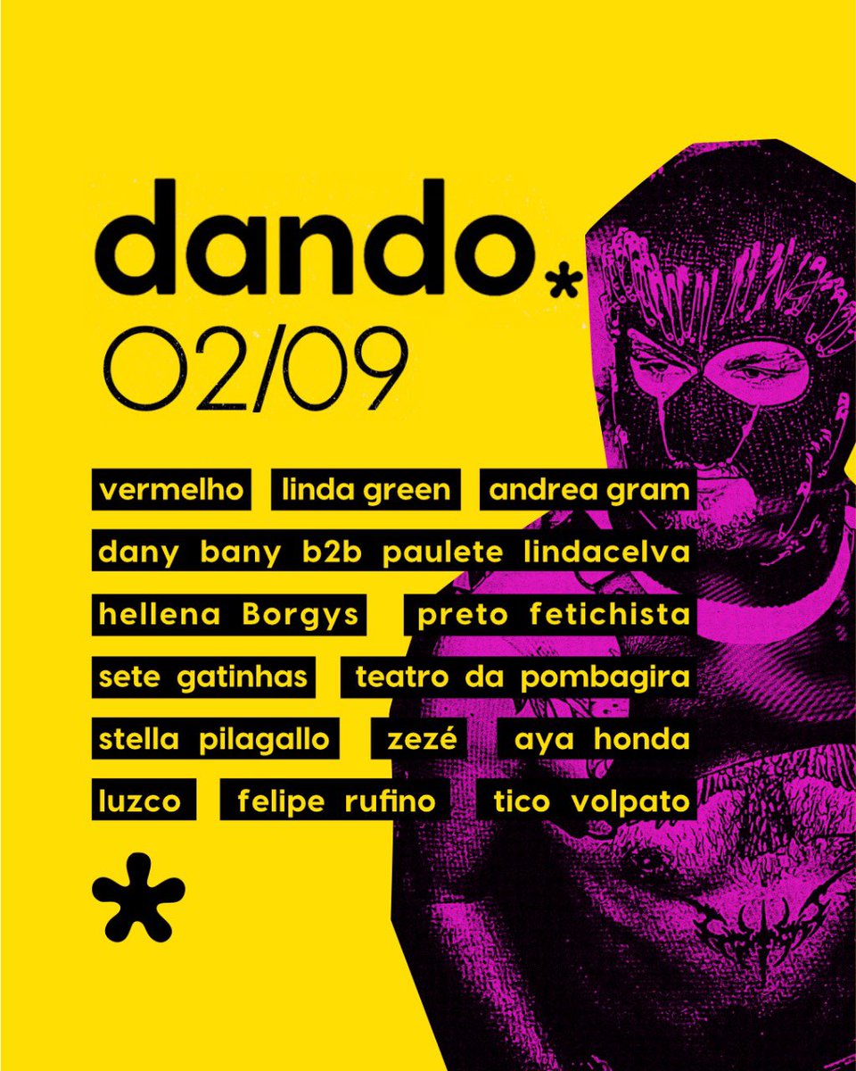Dia 2 tem mais uma edição da <a href="/FestaDando/">festa dando*</a>! Bora? Chama a galera que tem desconto especial 😬🎉🔥😈 shotgun.live/events/dando-0…