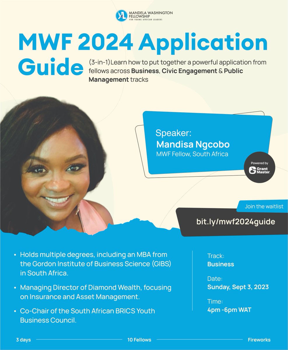 <a href="/Youngin_GP/">Mandisa Ngcobo</a> 
- Holds multiple degrees, including an MBA from the Gordon Institute of Business Science (GIBS) in South Africa.
- Managing Director of Diamond Wealth, focusing on Insurance and Asset Management.
- Co-Chair of the South African BRICS Youth Business Council.