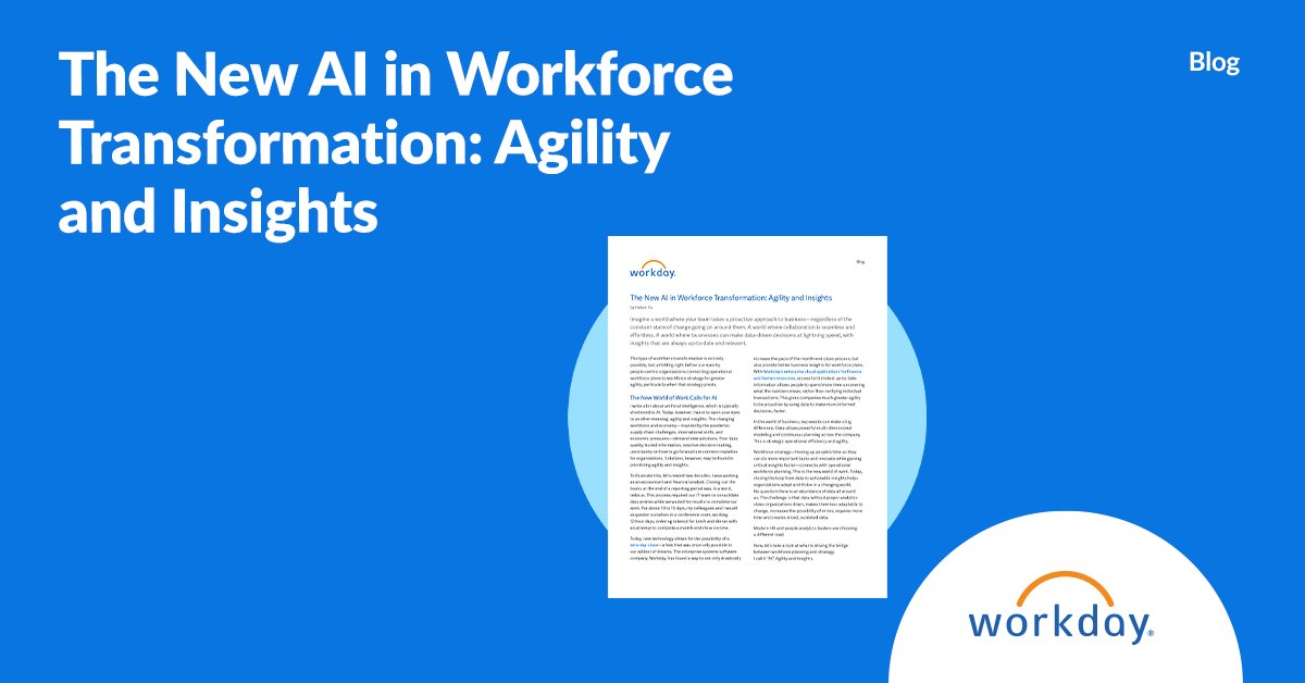 Learn how organizations are improving agility and gaining better insights through #WorkforceTransformation. #TeamWDAY bit.ly/3ORxpLP