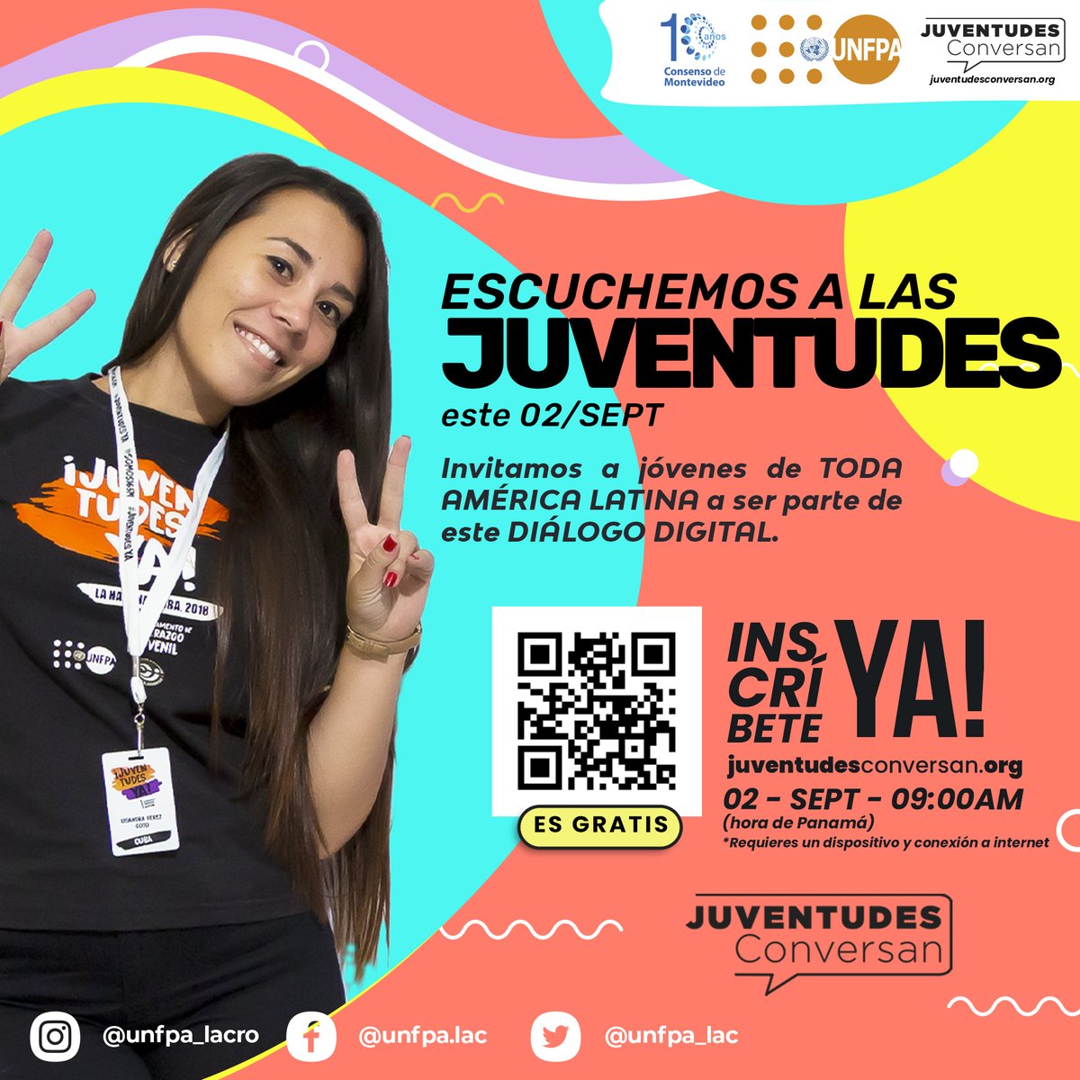 ✅Súmate a los diálogos regionales organizados por UNFPA, en el 10° Aniversario del #ConsensoDeMontevideo

Inscríbete👉🏾juventudesconversan.org                                                                                                                          

🗓️ 2 de