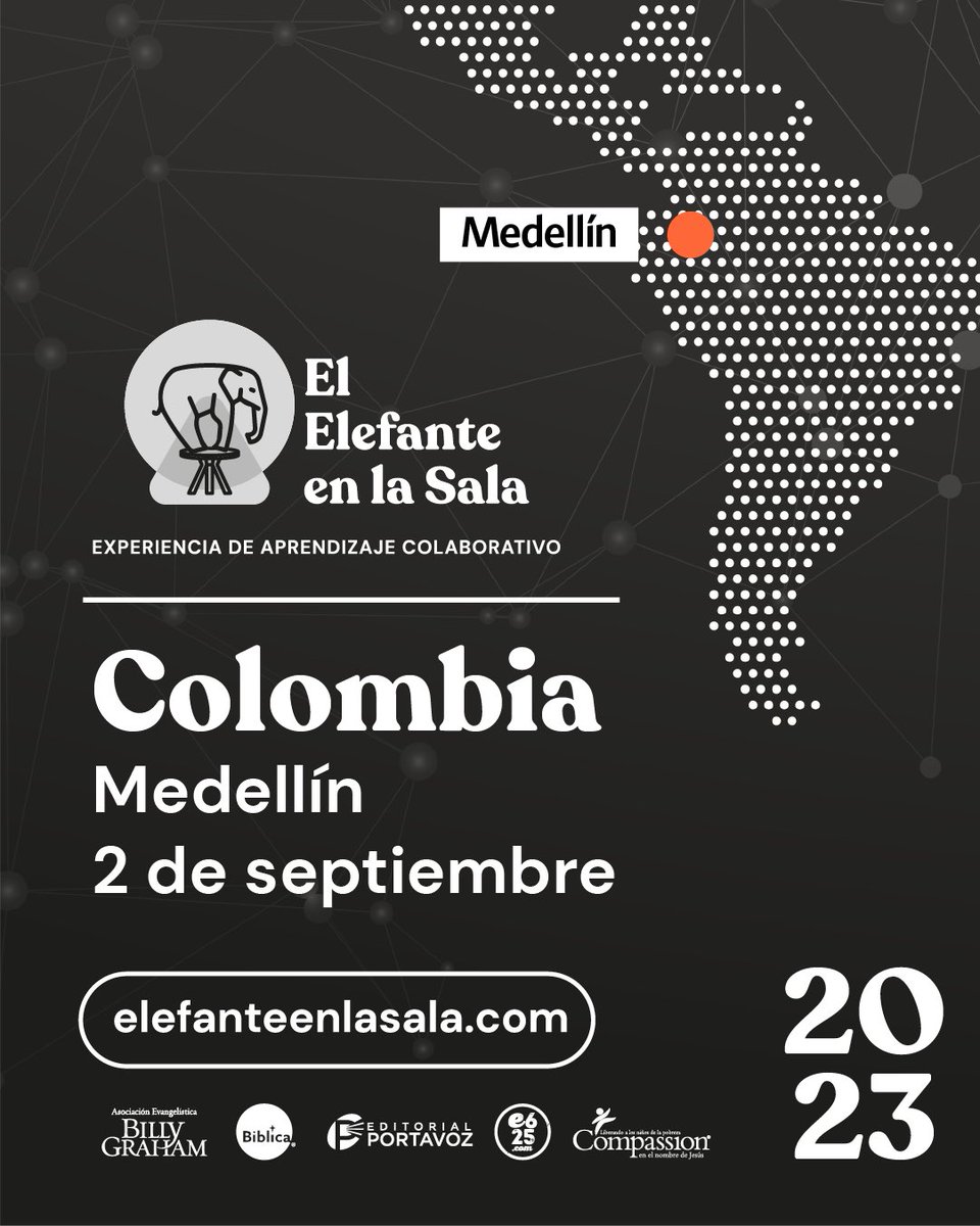 LucasLeys's tweet photo. Todos los pastores deben sacarle provecho a la experiencia para equipos ministeriales del #Elefanteenlasala 

Las próximas 3 citas son en #Perú #Colombia y #Chicago y toda la info está en https://t.co/kQtSNrscPy porque ninguna iglesia debe decrecer y envejecer sin recambio generacional.

#discipulado #educacioncristiana #escueladominical #ministerioinfantil #ministeriojuvenil #liderazgogeneracional