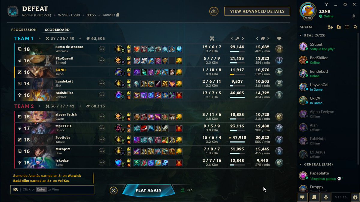 ZXNII4's tweet photo. @RiotSupportDACH 
IGN: ZXNII
GameID: 6571518852

Hallo zusammen,
ich hatte ein ziemlich unglückliches Spiel auf der midlane und irgendwann hat der Singed angefangen toxic zu sein und gegen Ende zu beleidigen.
Könnt ihr euch den mal genauer anschauen? https://t.co/8vJ3ppG9si
