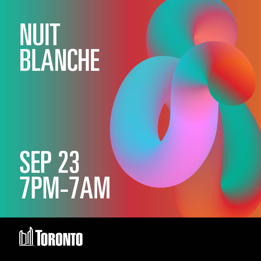 nuitblancheTO's tweet photo. 📅 Save the date! Nuit Blanche, #Toronto’s free all-night celebration of contemporary art, returns September 23 and features works from close to 250 artists with locations all across the city, from Etobicoke to Scarborough and across downtown!
Learn more: https://t.co/B1dAZjAIv6 https://t.co/4XctnpNA33