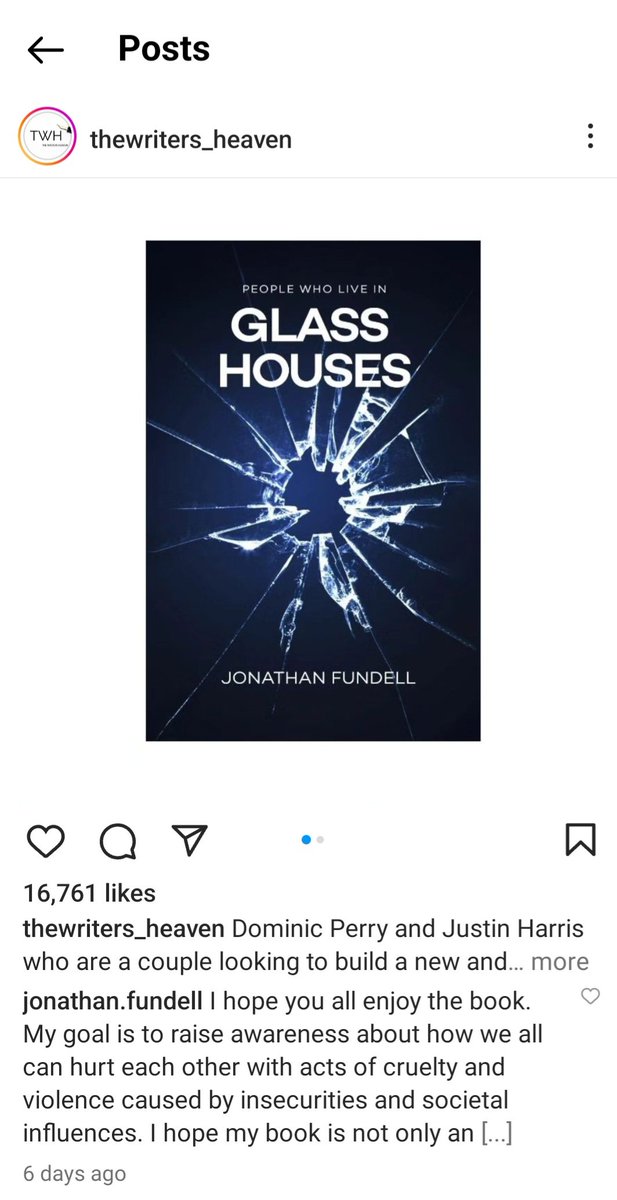 My new #LGBTQ #thriller #amazon book is now being advertised on the marketing account thewriters_heaven on Instagram, and the post has reached over 16k likes! Help support a new author by buying your very own copy! I hope this book will change the future for the better! 🏳️‍🌈