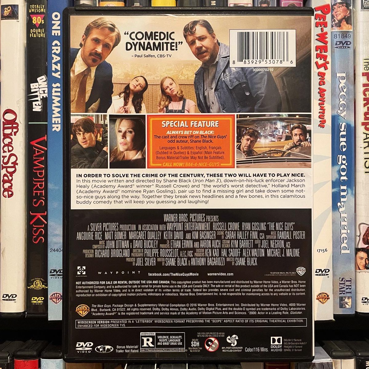 “I think I'm invincible. It's the only thing that makes sense. I don't think I can die”
#theniceguys #2016movie #shaneblack #russellcrowe #ryangosling #mattbomer #angourierice #keithdavid #margaretqualley #beauknapp #yayadacosta #johnottman #joelsilver #dvd