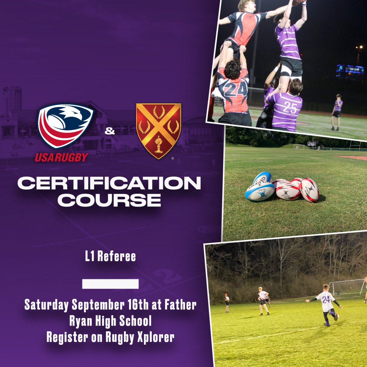 Come get certified as a #rugby referee with <a href="/usarugby/">USA Rugby</a> and <a href="/FatherRyanRugby/">Father Ryan Rugby</a> at Irish Ruggerfest 2023. Classroom Saturday morning followed by the opportunity to shadow during the event over the next two days!

Register at xplorer.rugby
