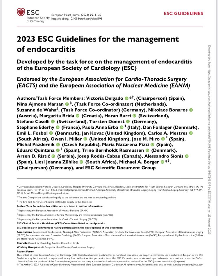 clic_cardioiner's tweet photo. Les compartimos la nueva guía de la #ESC sobre las recomendaciones internacionales para el diagnóstico y tratamiento de los pacientes con #Endocarditis 🫀🩺

🖥️Website: https://t.co/ibKfLeuB1A

#cardiología #ClicIner #cardioiner #INER https://t.co/MP0DCJvy7L
