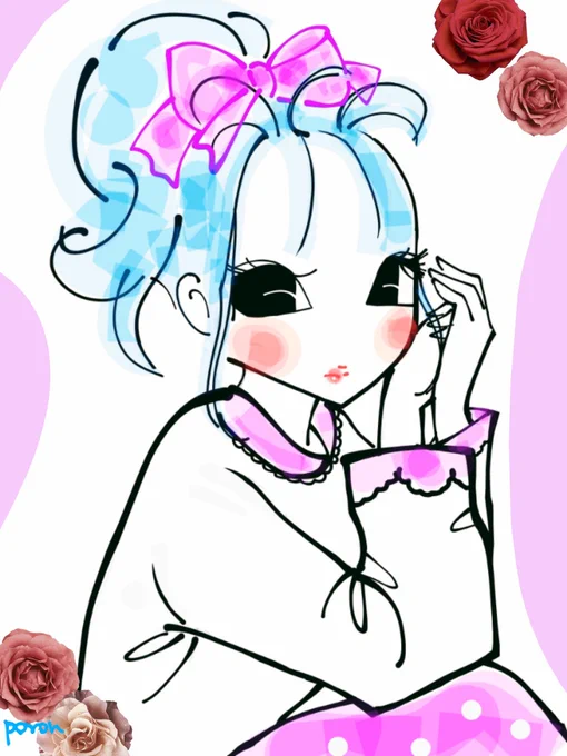 おはよー#イラスト #お絵描き #女の子 #ファンシー #レトロ 