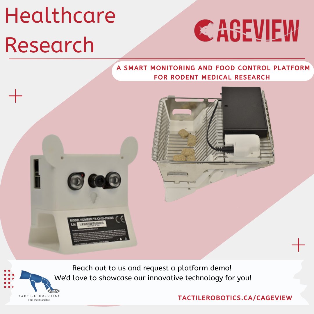 roboticstactile's tweet image. Introducing CV-SmartFeeder™ &amp;amp; CV-SmartVision™: Elevate research with automated feeding &amp;amp; AI-based behavior analysis. 

tactilerobotics.ca/cageview

#SmartAnimalTracking #BehaviorAnalysis #AIbasedDetection #DataDrivenInsights #InnovativeResearch #RevolutionizingResearch