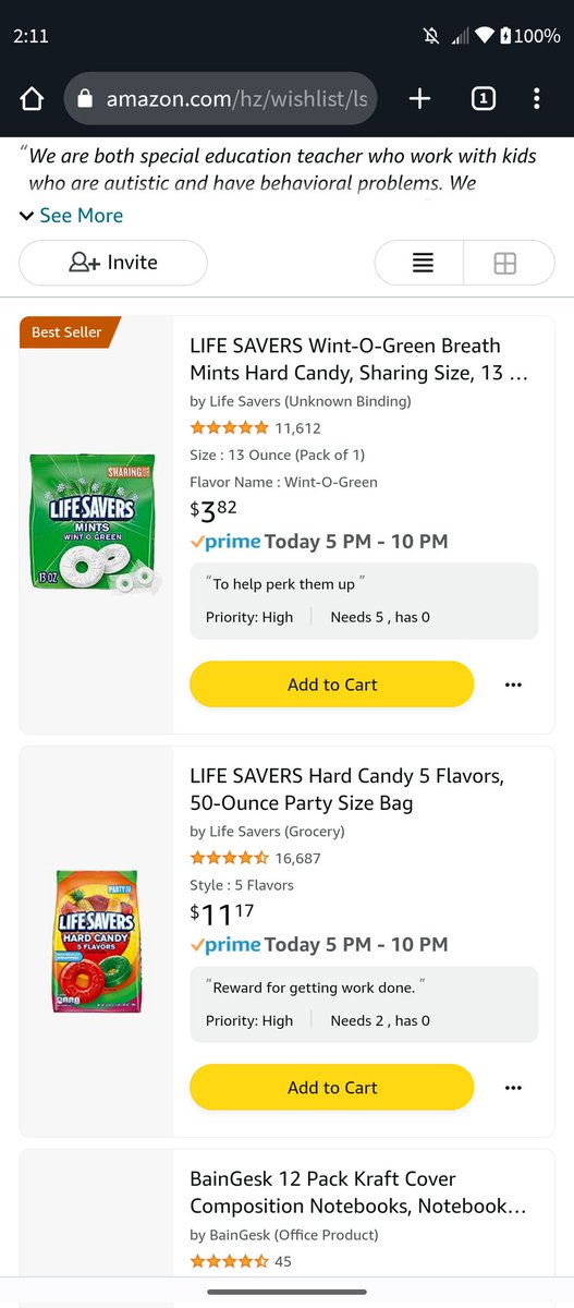 @clearinglists @amazon @DonorsChoose Can you help us with supplies we are both special ed teachers and work with kids who have behavioral problems and who are autistic. We need snacks and supplies as most are from low income houses. We just want them to feel safe and secure. #clearthelist amazon.com/hz/wishlist/ls…