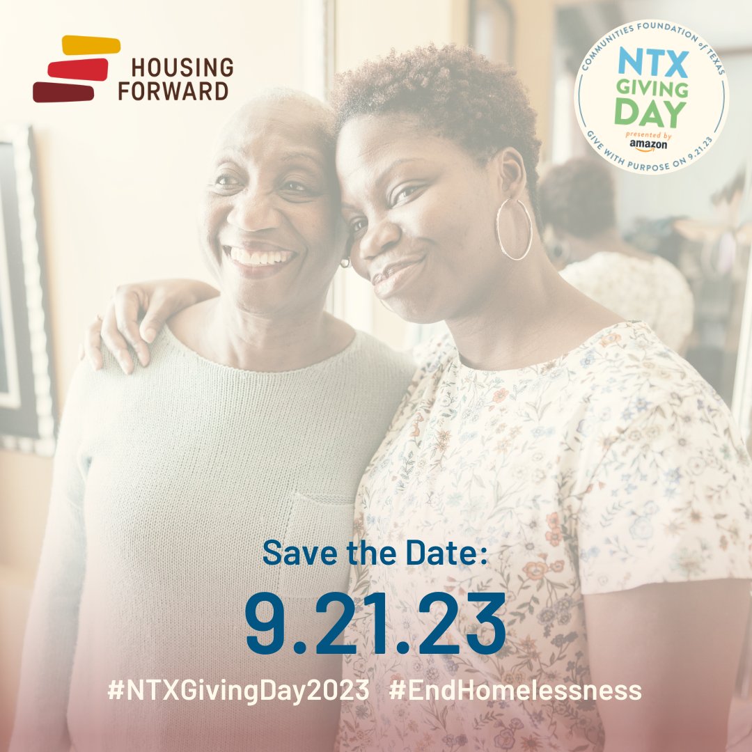 SAVE THE DATE 📢 Give to Housing Forward on North Texas Giving Day! When you give to Housing Forward, you are taking part in ending homelessness in our community.

Early Giving starts THIS Friday, September 1st!!!

View our page here:  northtexasgivingday.org/organization/H… #NTXGivingDay2023