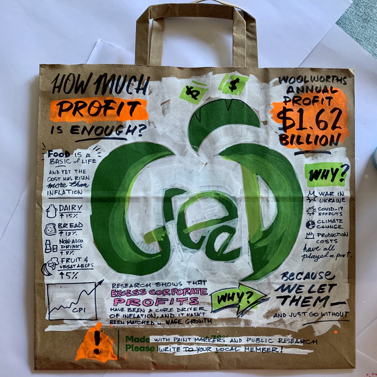 Another #sketchnoting paper bag hack, done with paint markers: