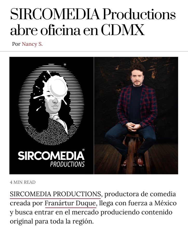 sircomediaprod's tweet photo. 🎬 Felices de abrir nuestra oficina en la vibrante Ciudad de México 🇲🇽
.
.
#Sircomediaprod #productora #mexico #colombia #comedia #produccion #production #productionlife #audiovisualproduction #comedyproduction #prensa #pr https://t.co/rqOwBsHQZX