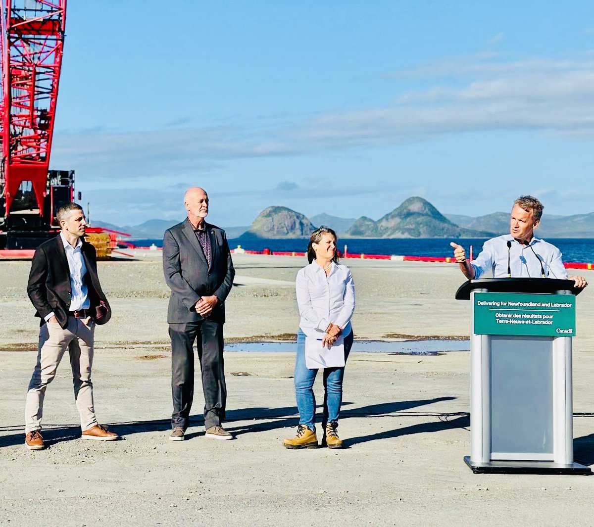 What a day to be in Argentia, Newfoundland. Wind power is happening, and it’s being built right here. Clean power. Real jobs. 

Thank you to the people of Argentia for your leadership. Thank you Pattern Energy. Thank you, Deputy Prime Minister, for coming to see it for yourself.