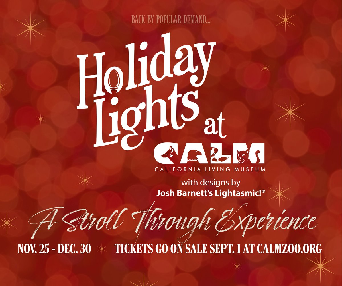 Did you hear the news? CALM's 21st Annual HolidayLights will be back as a stroll-through experience this year! Tickets go on sale Sept. 1 at calmzoo.org ✨