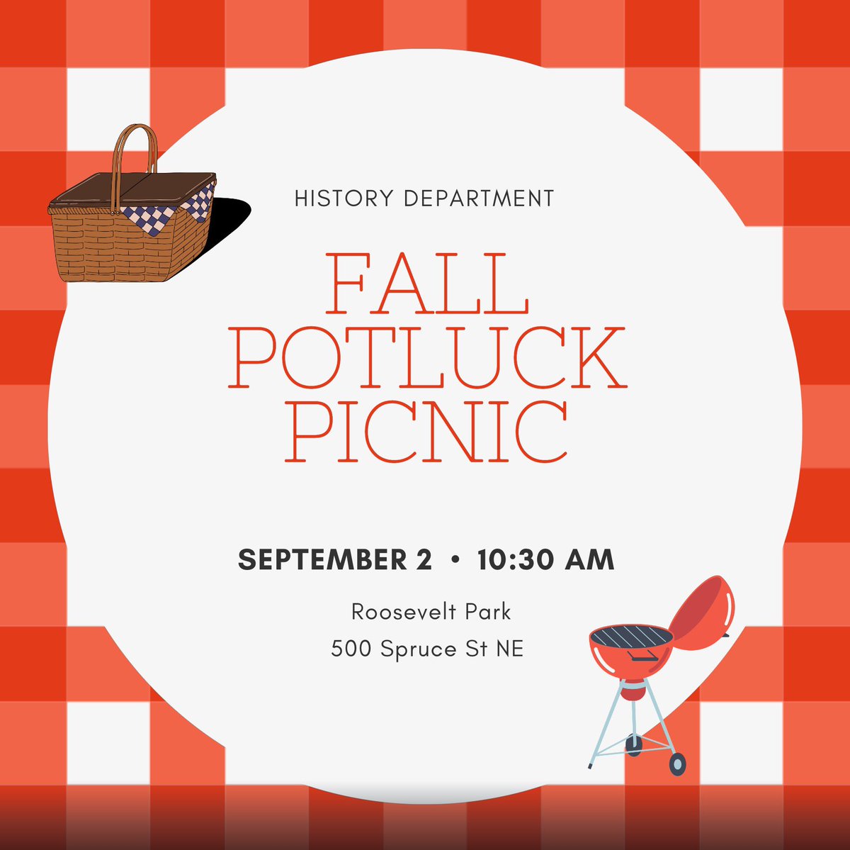 UNMHGSA's tweet photo. The UNM History Department potluck will be happening this weekend! Friends, family, partners, and pets are welcome, a side dish/snack to share is encouraged ❤️🧺 https://t.co/wb1RuA7WsT