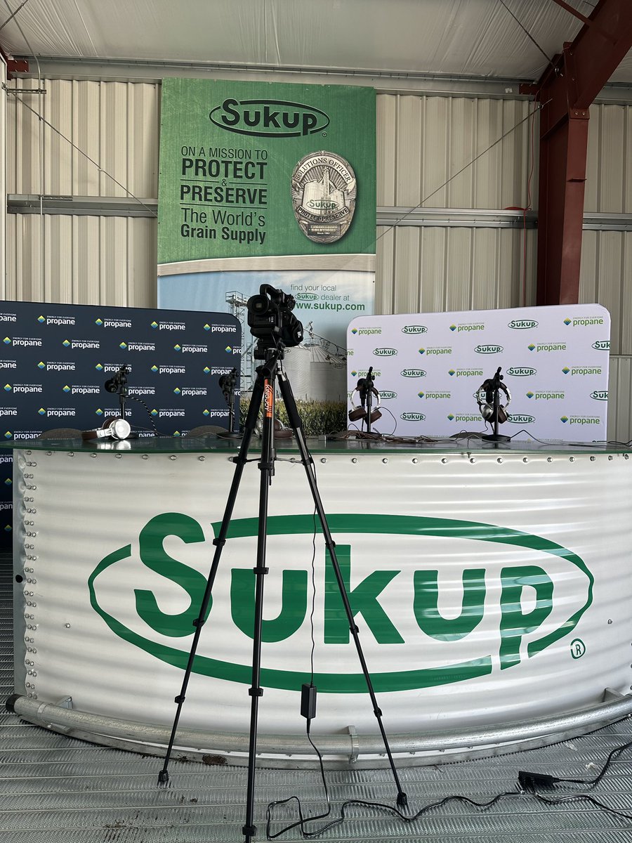 All set up at @SukupMfg at #FPS23 come see us record and say hi in the mornings this week!