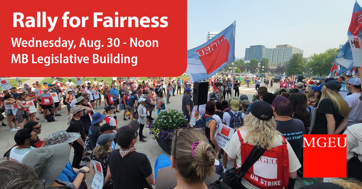 The Premier is refusing to lift her unfair, restrictive wage mandate that is stifling MPI negotiations. Join the #rally4fairness on Wednesday, August 30 at Noon at the Manitoba Legislative Building to show solidarity with MPI members on strike. 
#catchup_keepup