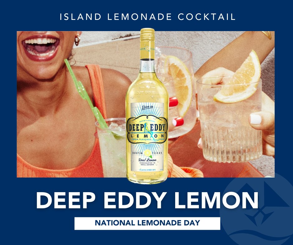 Zest it up with an island lemonade for National Lemon Day tomorrow! 🍋🥤 A tart combo of <a href="/DeepEddyVodka/">Deep Eddy Vodka</a> Lemon (35% ABV) and cranberry juice. Serve over ice and garnish with a lemon slice to celebrate citrus! 

#lemonadeday #lemonvodka #deepeddy #deepeddyvodka #lemoncocktails