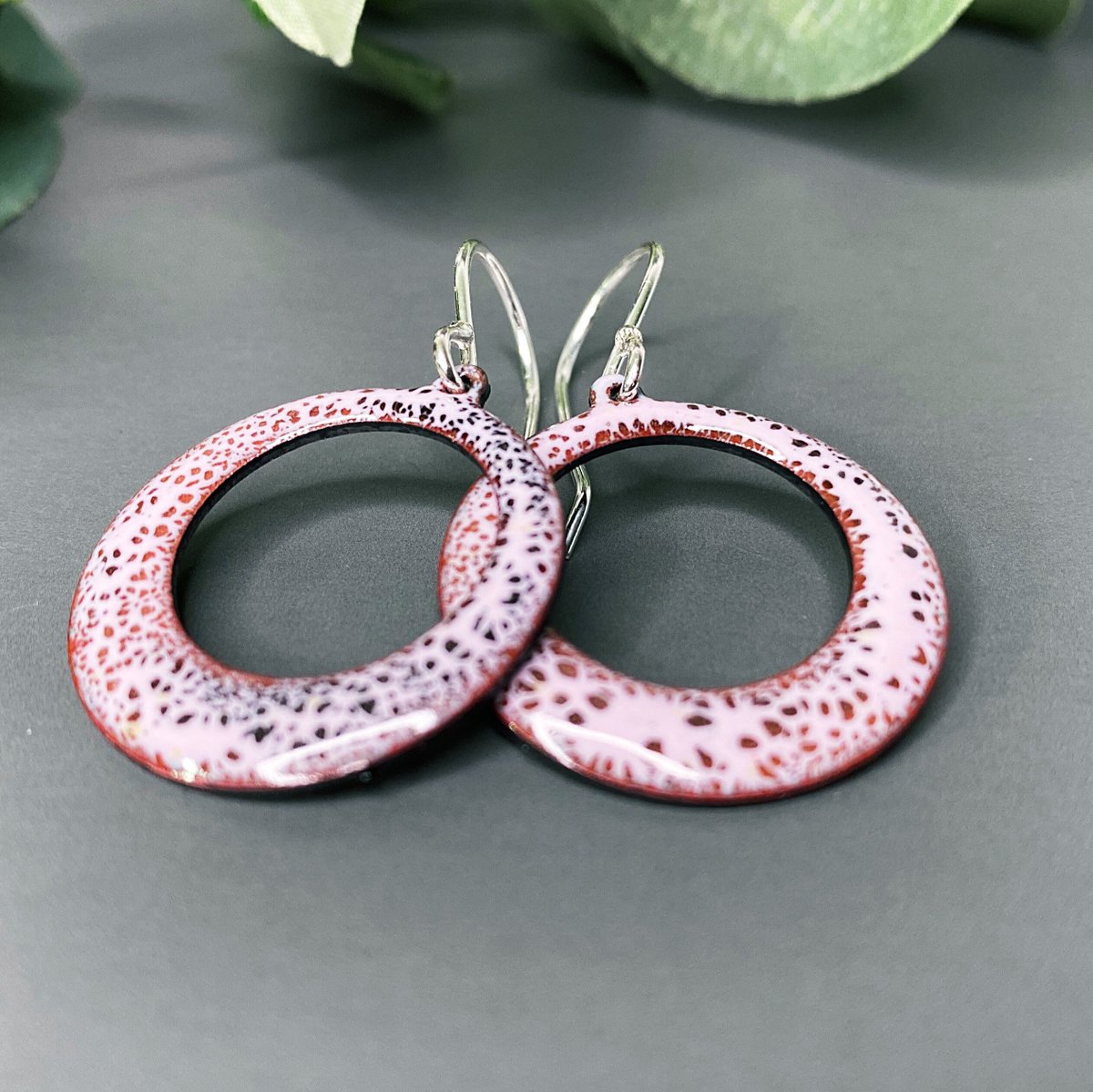 Pale Pink Crackle Enamel Hoop Earrings, Wedding Jewellery, Boho Style Earrings, Gift for Mum tuppu.net/3747693c #ShopIndie #MaisyPlum #UKCraftersHour #Etsy #MHHSBD #PalePinkEarrings