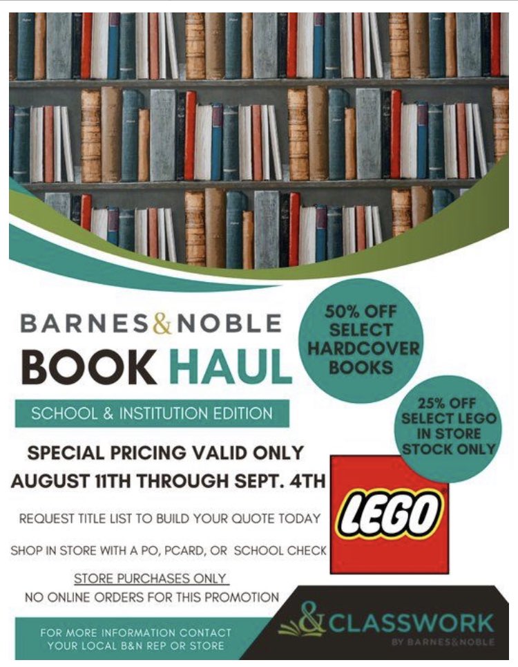 🚨 One Week Left! 🚨 #bnbookhaul has 100s of hardcover titles 50% off and 25% select Lego! Don’t miss out on this amazing sale. 

Connect with me for any questions 🤓👍📚