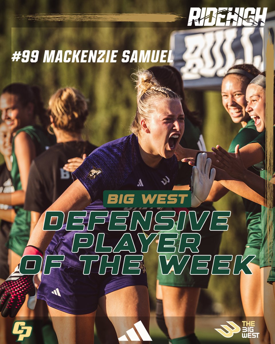 CPWomensSoccer's tweet photo. THE MAC SHOW 😤

Congrats to junior goalkeeper Mackenzie Samuel, who has been named @BigWestSports Defensive Player of the Week!! Samuel recorded 13 saves across two matches and moved to No. 10 on our all-time saves list 🔥

📰: https://t.co/4BqiHGaGEn

#RideHigh🐎⚽️ https://t.co/rFhRHCtHlg
