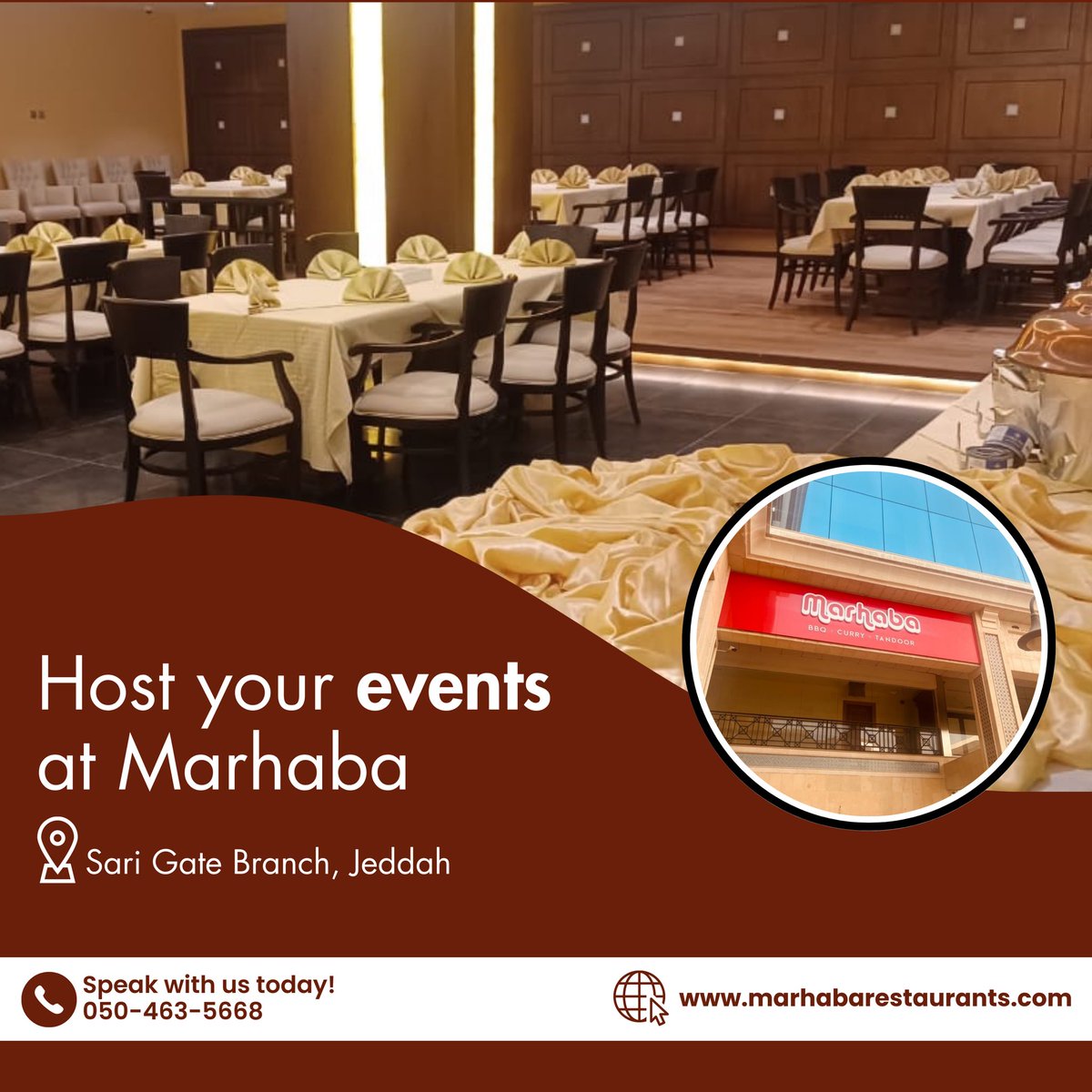 MarhabaRestSA's tweet photo. Elevate your events to new heights by choosing us as your host! 
📍Sari Gate Branch, Jeddah

#MarhabaRestaurant #Events #Weddings #Jeddah #SaudiArabia https://t.co/2CKed9v4nr
