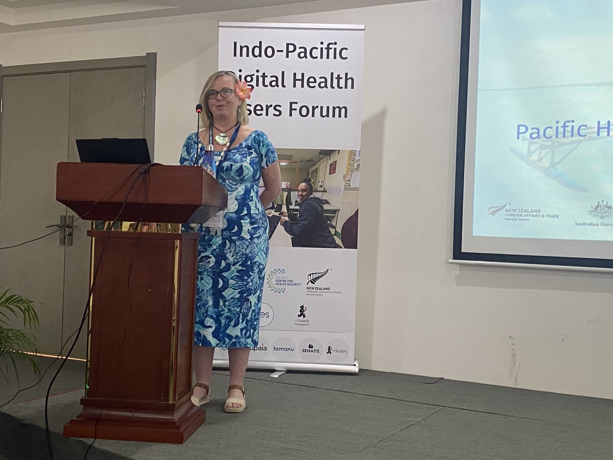 Day 2 #Pacificdighealth23 Vicki Bennett talks PHISH (Pacific Health Information Support Hub). Their aim in the Pacific is to support better health policy through robust and reliable data. <a href="/dfat/">Department of Foreign Affairs and Trade 🇦🇺</a> <a href="/MFATNZ/">New Zealand Ministry of Foreign Affairs & Trade</a> <a href="/mSupply/">The mSupply Foundation</a> <a href="/CentreHealthSec/">Indo-Pacific Centre for Health Security</a>