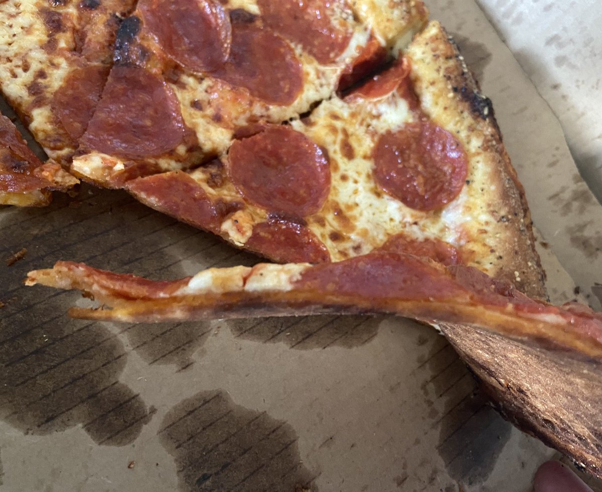 _MissCierra's tweet photo. @PapaJohns Maybe you should advertise it as extremely thin crust - two large pizzas never disappointed us so much https://t.co/FuvSkRZVLI