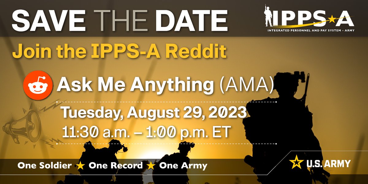 USArmyReserve's tweet photo. Mark your calendars and submit your questions in advance. #AMA 
https://t.co/nhKsYPEtMa https://t.co/zGZWEiRp5m