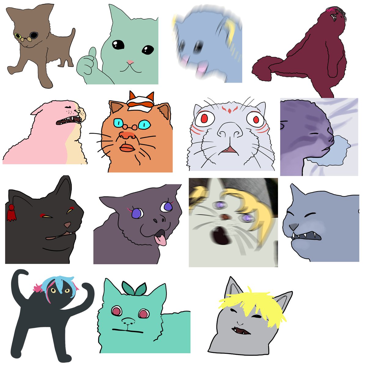 AiaAmare's tweet photo. a collage of all the nijicats I've drawn so far 🐱 https://t.co/c0RfRZmiIP