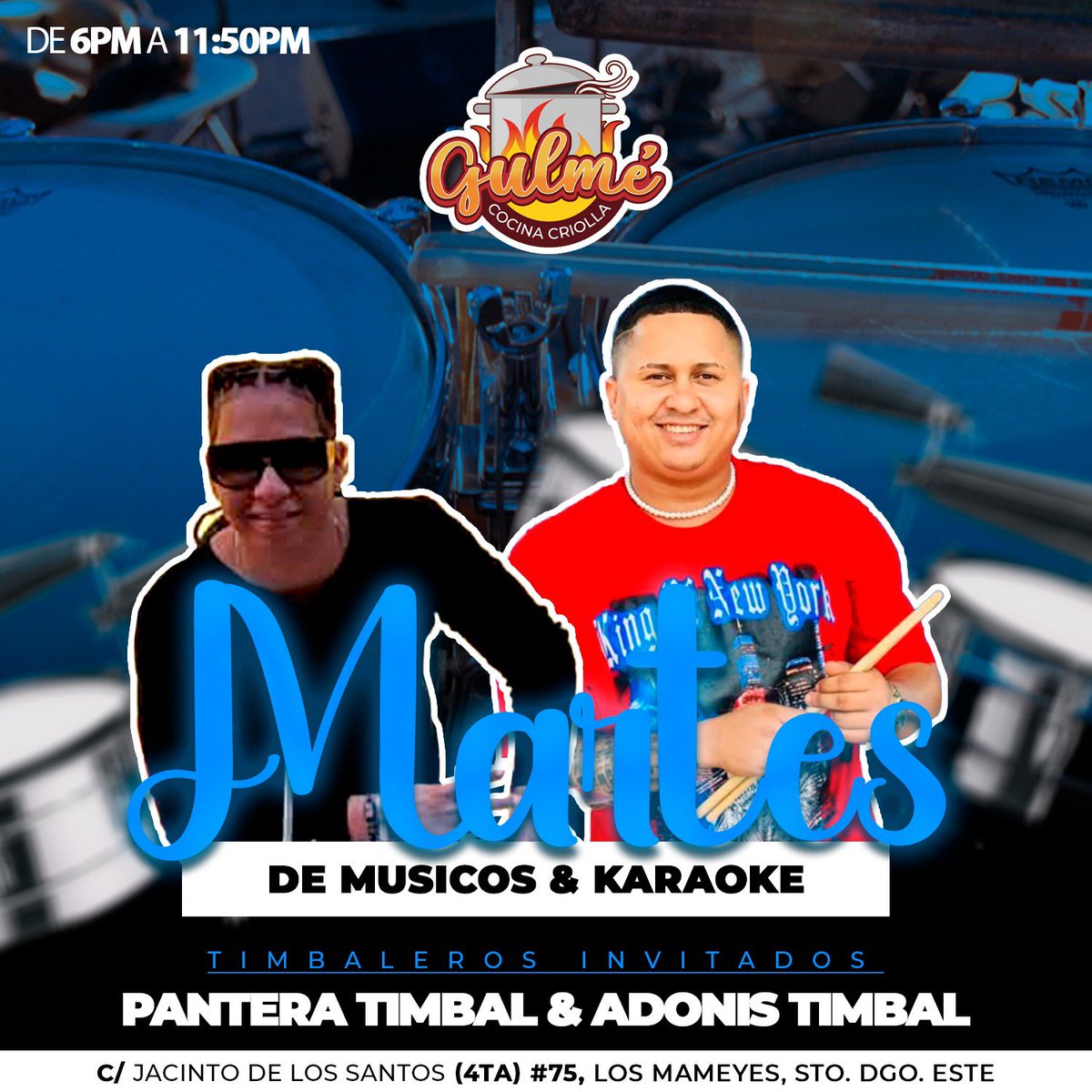 klastromp's tweet photo. Este Martes Show de timbales totalmente en vivo con estos 2 turpenes @lapanteratimbal &amp; @adonis_timbaltv además de nuestro Karaoke a cargo de @brainielpaulino 🔥🔥🔥
Tendremos cubetazos de Cerveza República + promotoras 💪🏽 @gulmecocinacriolla 

Invitada @republicalatuya https://t.co/Cnsuoz6KPp