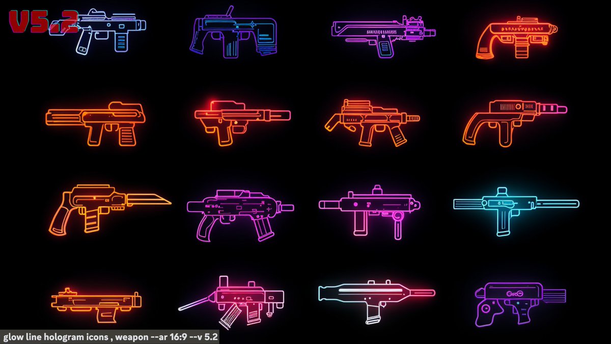 Wbzbu13WytaulAC's tweet photo. ミッドジャーニーのおすすめプロンプトその13

「glow line hologram icons」

このプロンプトを使えば、ホログラムで出来たちょっとおしゃれでシンプルなアイコンが作成できます。

黒いバックに明るい色で光るホログラムのアイコンは、印象に残りやすくなる効果があるかもしれません。

「glow（輝き）」というのは、光を放つことや、柔らかい輝きを持つことを指します。
MJで使用すると、人物や物体から発光するような表現が生じやすいです。

「line」は、線のことです。イラストを少しシンプルなものにする効果があると思います。

「hologram」というのは、レーザー光や他の同質の光源を使って物体の光の波面を捉え、その情報を記録することで作成されます。
反射する光の角度や質によって、虹色のような多彩な色の変化を見せることがあります。

「icons」はアイコンのことで、様々な意味があります。
一般的には、コンピュータのデスクトップやアプリケーションのユーザーインターフェイスにおける小さなグラフィカルなシンボルやイメージを指します。
MJで使用すると小さなアイコンが整列して並べられることが多いです。

以上、ちょっとおしゃれで印象に残りやすいアイコンを作ってみたい方は是非どうぞ。

#midjourney #AIArt 

【宣伝】 
（プロンプト集も掲載）初心者から上級者まで使える 「Midjourney（ミッドジャーニー）　パーフェクトガイドブック 」 https://t.co/Mz9BSTG4eE