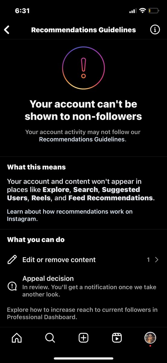 I seriously cannot stand IG. Post a pic in a bathing suit and this happens, yet you’ll see  literal topless influencers on the explore page 🫠