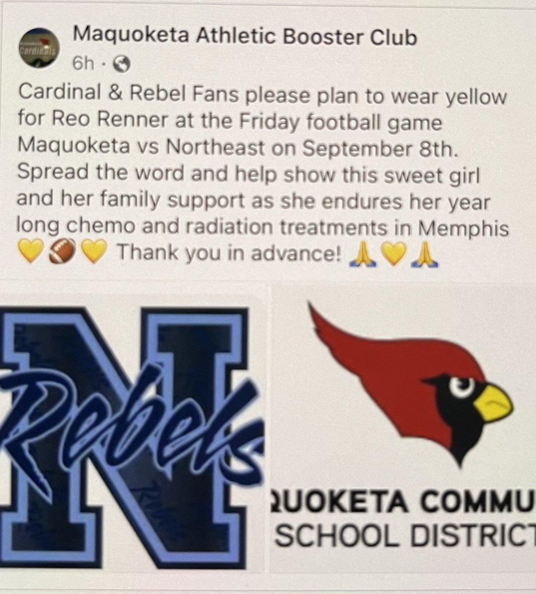 Theme for Maquoketa will be yellow out 💛
Show your support for the little girl as she gets ready for a battle. <a href="/RebelNationGL/">Rebel Nation</a> <a href="/Maq_Barstool/">Barstool Maquoketa</a>